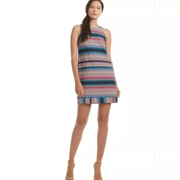 Trina Turk Macee Stained Glass Print Sleeveless Shift Dress Size 4, Colorful - Picture 1 of 14